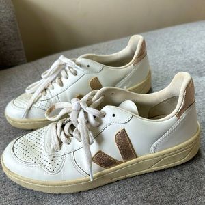 Veja White Sneakers with Tan Accents